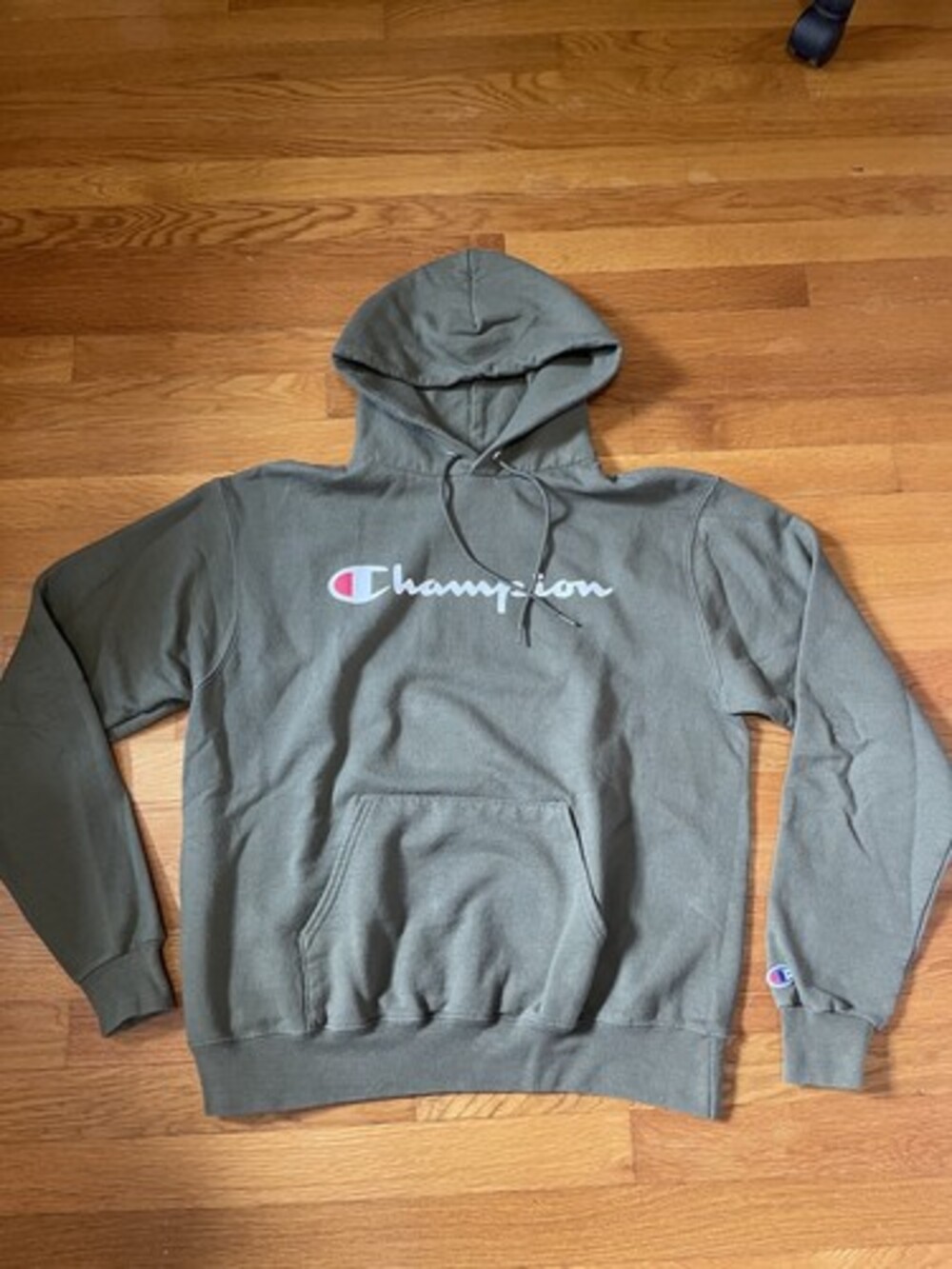 Olive Green Champion Spell Out Hoodie Men’s Size Medium